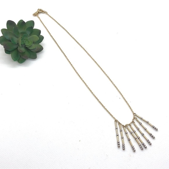 NWOT Madewell 1937 Silver and Gold Beaded Fringe Necklace - Picture 3 of 5